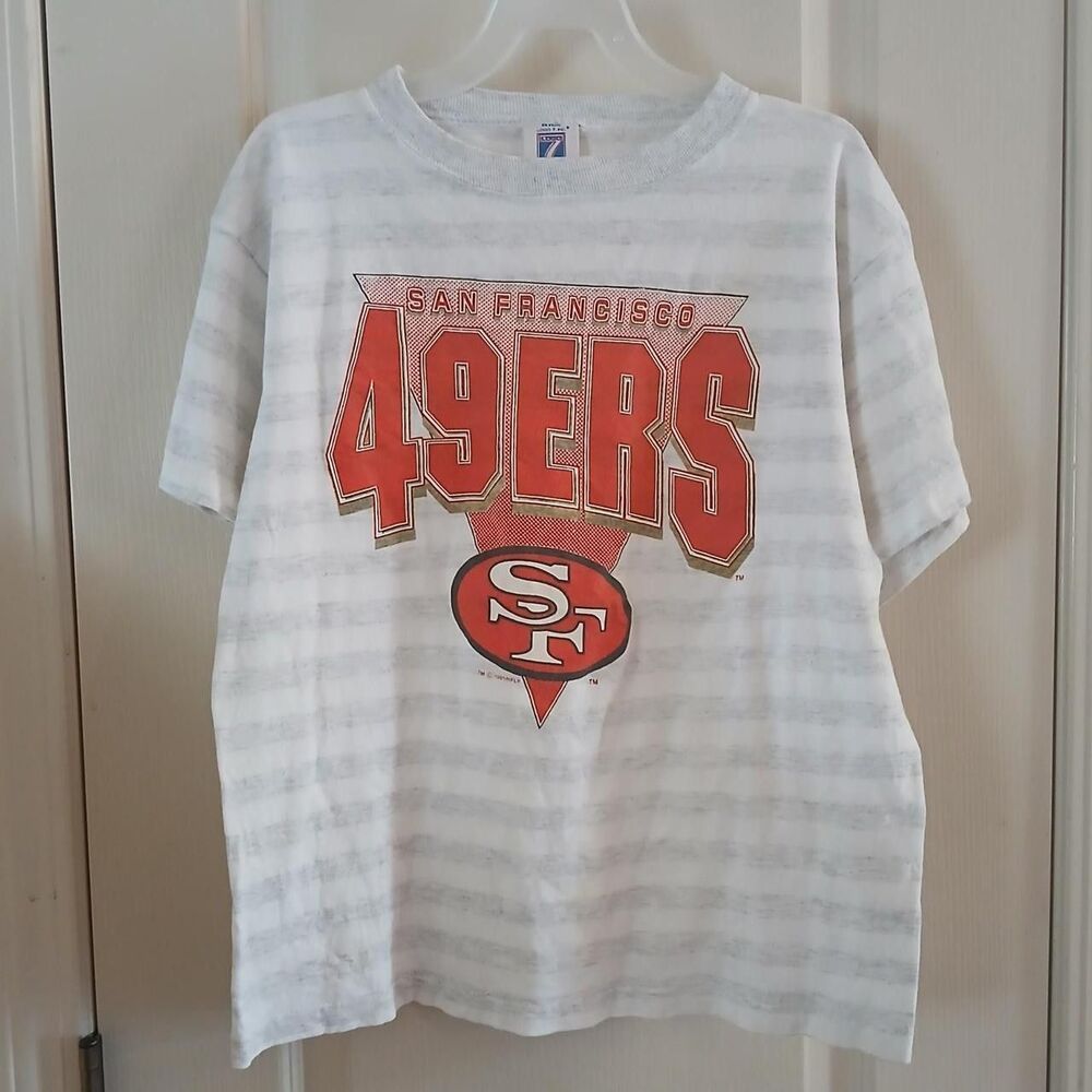 Vintage 90s NFL San Francisco 49ers Striped Single Stitch Shirt Youth L USA Made